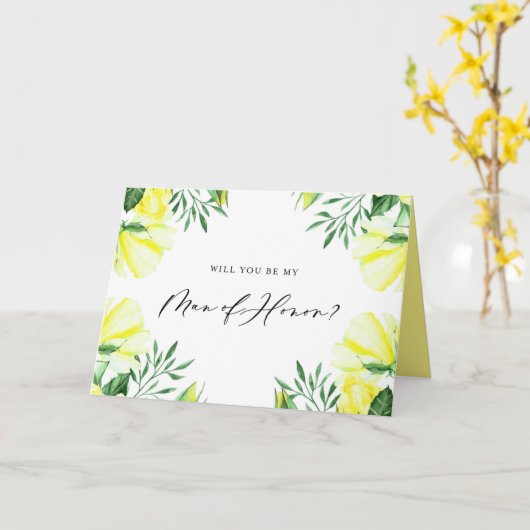 Gele Waterverf Rozen zijn mijn Man van eer Kaart (Gele Bloem)