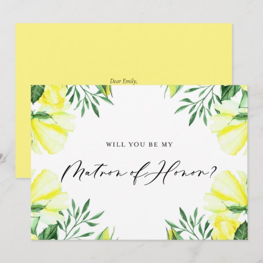 Gele Waterverf Rozen zijn mijn soort van eer (Voorkant / Achterkant)