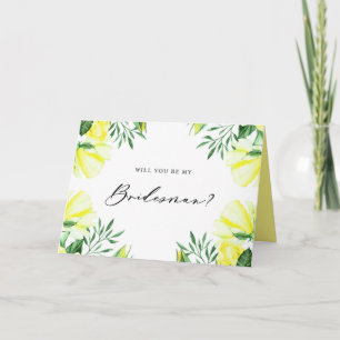 Gele Waterverf Rozen zullen je zijn mijn Bridesmai Kaart