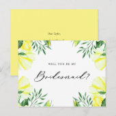 Gele Waterverf Rozen zullen je zijn mijn Bridesmai Uitnodiging Briefkaart (Voorkant / Achterkant)