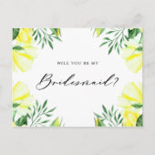 Gele Waterverf Rozen zullen je zijn mijn Bridesmai Uitnodiging Briefkaart (Voorkant)