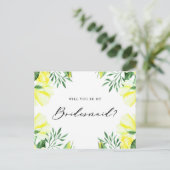 Gele Waterverf Rozen zullen je zijn mijn Bridesmai Uitnodiging Briefkaart (Staand voorkant)