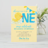 Gele Waterverf Rubber Duck 1e Verjaardagsfeestje Kaart (Staand voorkant)