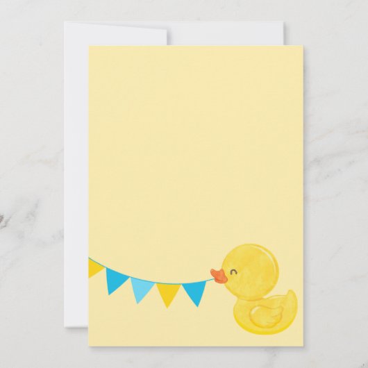 Gele Waterverf Rubber Duck 1e Verjaardagsfeestje Kaart (Achterkant)