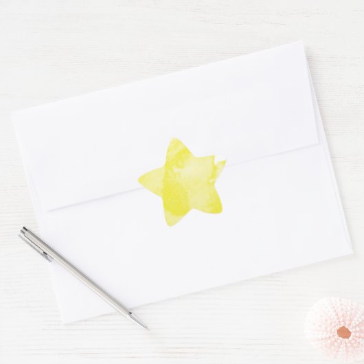 Gele Waterverf Star Sticker (Envelop)