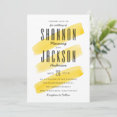 Gele Waterverf Stripes Weddenschap Kaart (Staand voorkant)