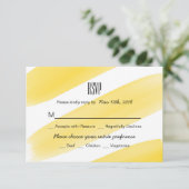 Gele Waterverf Stripes Wedding RSVP-kaart RSVP Kaartje (Staand voorkant)