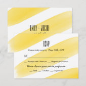 Gele Waterverf Stripes Wedding RSVP-kaart RSVP Kaartje (Voorkant / Achterkant)