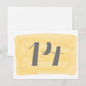 Gele Waterverf Tabelnummer Briefkaart (Voorkant / Achterkant)