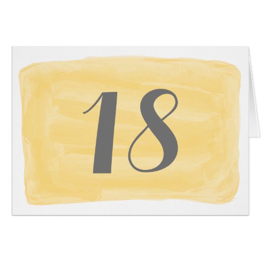 Gele Waterverf Tabelnummer Kaart (Voorkant Horizontaal)