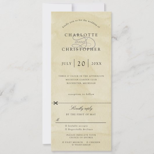 Gele waterverf trouwuitnodiging rsvp kaart (Voorkant)