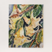 Gele waterverf trumpels met bruine takken legpuzzel (Verticaal)