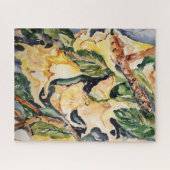 Gele waterverf trumpels met bruine takken legpuzzel (Horizontaal)