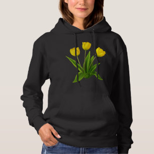 Gele Waterverf Tulip Floral Flower Bouquet Spri Hoodie