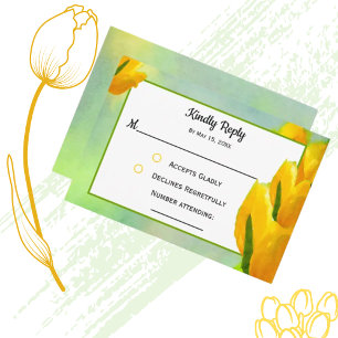 Gele Waterverf Tulips RSVP-kaart RSVP Kaartje