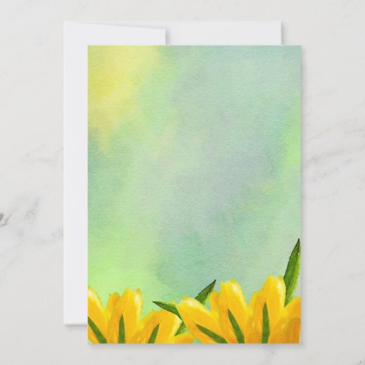 Gele Waterverf Tulps green backdrop Weddenschap Kaart (Achterkant)