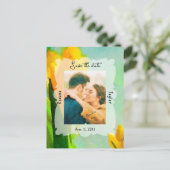 Gele Waterverf Tulps Weddenschap Foto bewaardatum Briefkaart (Staand voorkant)