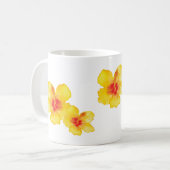 Gele waterverf van de hibiscus hawaiian florale bl koffiemok (Voorkant links)