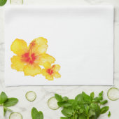 Gele waterverf van de hibiscus hawaiian florale bl theedoek (Gevouwen)