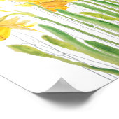 gele waterverf van het daffodilveld poster (Hoek)