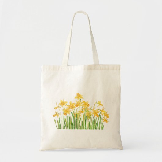 gele waterverf van het daffodilveld tote bag (Voorkant)