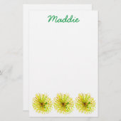 Gele waterverf van wilde bloemen andelion briefpapier (Voorkant / Achterkant)