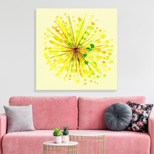 Gele waterverf van wilde bloemen andelion canvas afdruk (Insitu (Woonkamer))