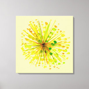 Gele waterverf van wilde bloemen andelion canvas afdruk