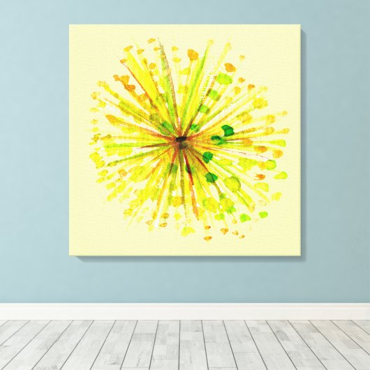 Gele waterverf van wilde bloemen andelion canvas afdruk (Insitu (Houten vloer))