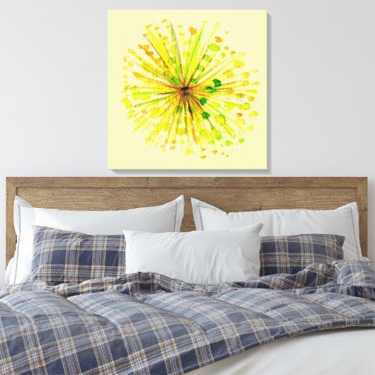 Gele waterverf van wilde bloemen andelion canvas afdruk (Insitu (Slaapkamer))