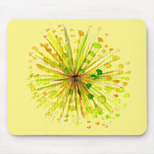 Gele waterverf van wilde bloemen andelion muismat (Voorkant)