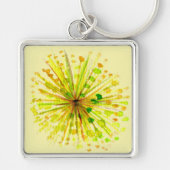 Gele waterverf van wilde bloemen andelion sleutelhanger (Voorkant)