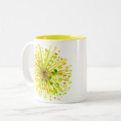 Gele waterverf van wilde bloemen andelion tweekleurige koffiemok (Voorkant links)