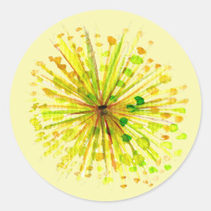 Gele waterverf van wilde bloemen ronde sticker