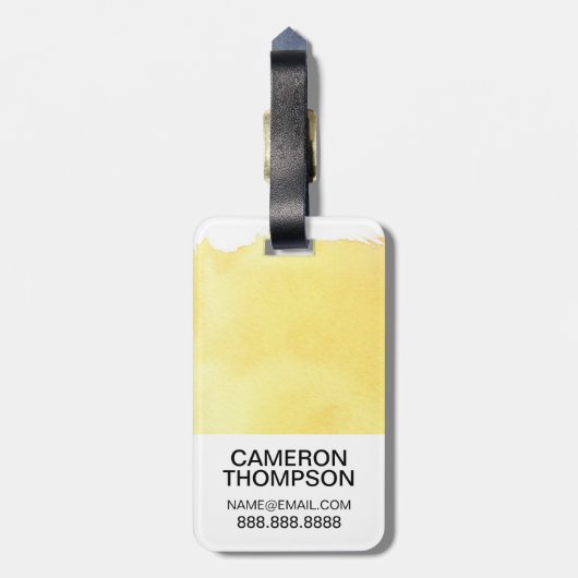 Gele Waterverf verf | jouw namen toevoegen Bagagelabel (Achterkant verticaal)