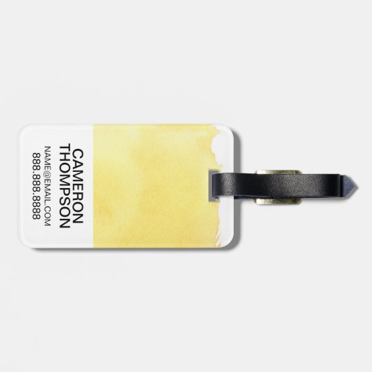 Gele Waterverf verf | jouw namen toevoegen Bagagelabel (Achterkant horizontaal)