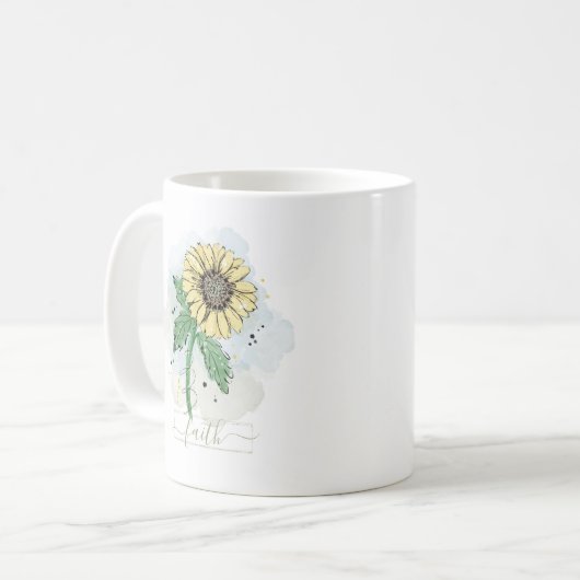 Gele Waterverf Vloer Faith Koffiemok (Voorkant links)