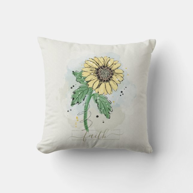 Gele Waterverf Vloer Faith Kussen (Voorkant)