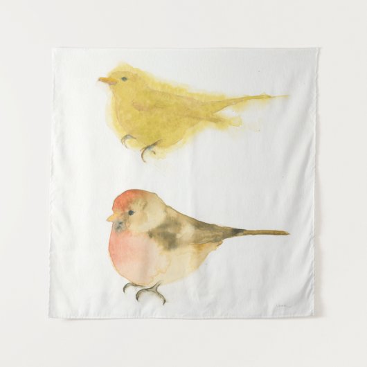 Gele Waterverf vogels Wandkleed (Voorkant (horizontaal))