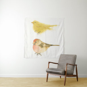 Gele Waterverf vogels Wandkleed