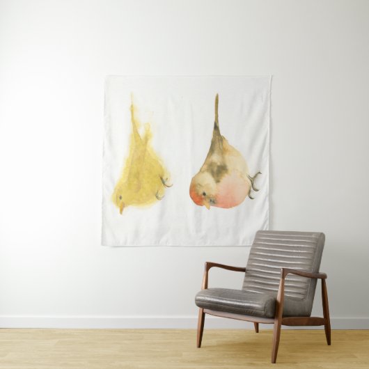 Gele Waterverf vogels Wandkleed (In situ)