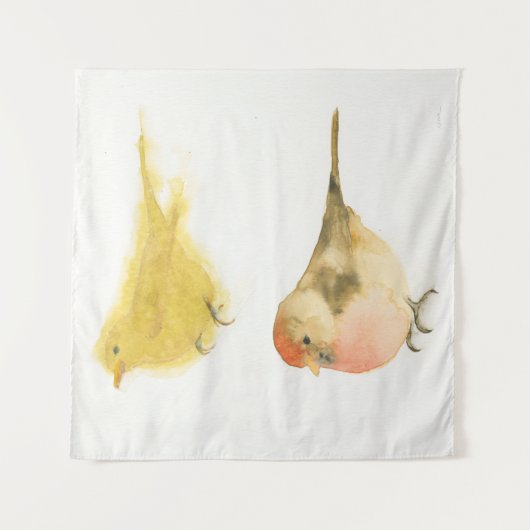 Gele Waterverf vogels Wandkleed (Voorkant)