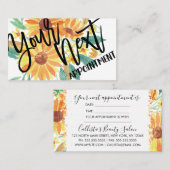 Gele Waterverf voor zomerzonnebloem Afsprakenkaartje (Voorkant / Achterkant)