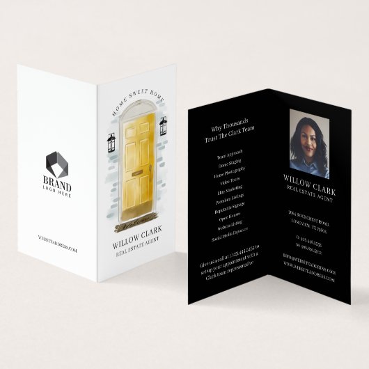 Gele Waterverf Voordeur Foto's en diensten Visitekaartje (Binnen en buitenkant)