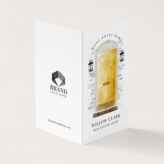 Gele Waterverf Voordeur Foto's en diensten Visitekaartje (Buitenkant)