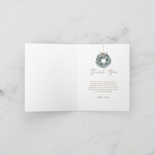 Gele Waterverf voordeur & krans Dank u Bedankkaart (Binnen)