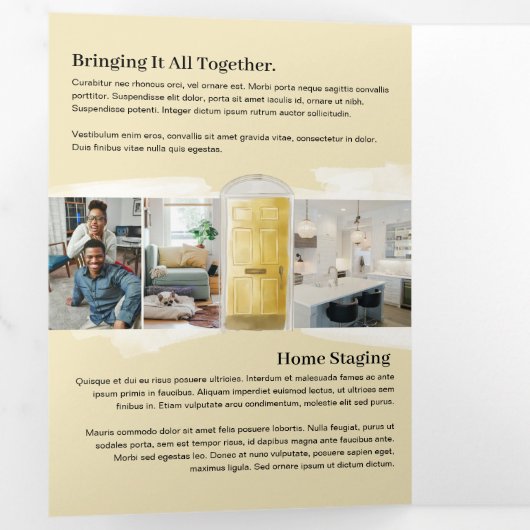 Gele Waterverf Voorste deur Estate Marketing Drieluik Kaart (Binnenzijde eerst)