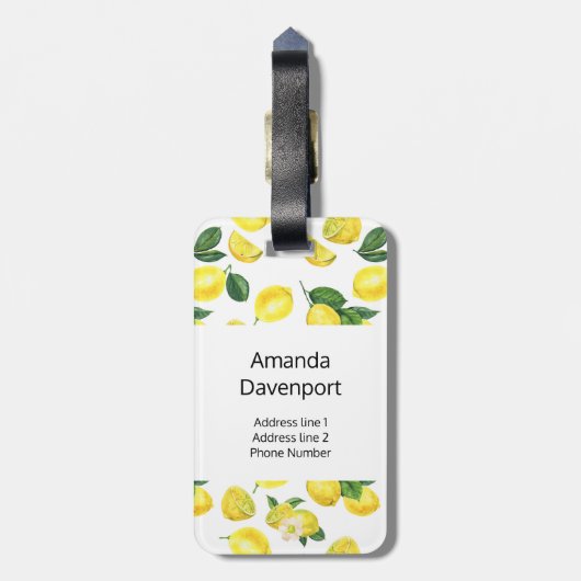 Gele Waterverf Vruchtpatroon Bagagelabel (Achterkant verticaal)