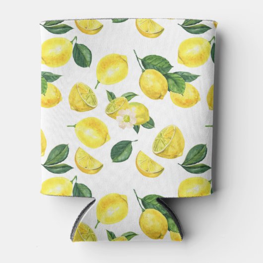 Gele Waterverf Vruchtpatroon Blikjeskoeler (Voorkant)