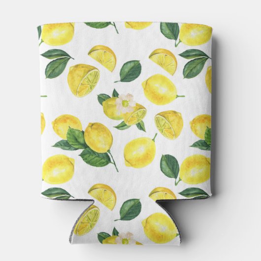 Gele Waterverf Vruchtpatroon Blikjeskoeler (Achterkant)